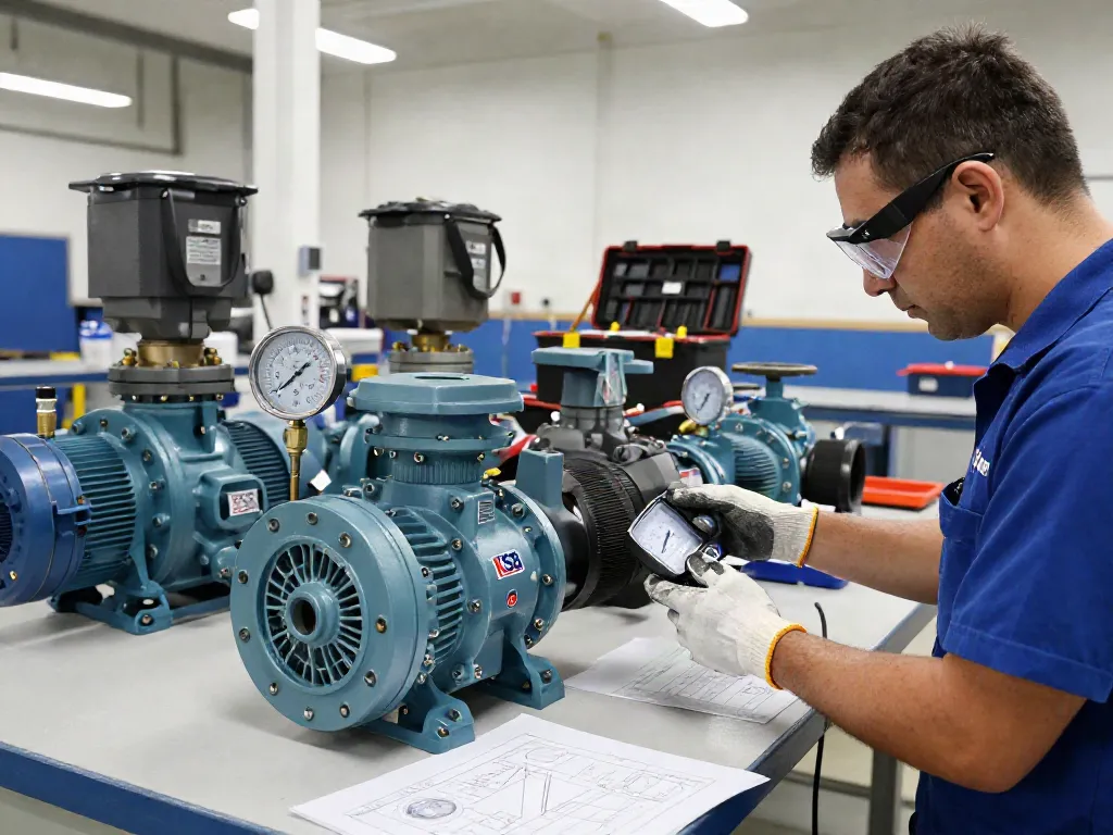 Inspección de Bombas KSB Venezuela en un entorno industrial por técnico especializado.