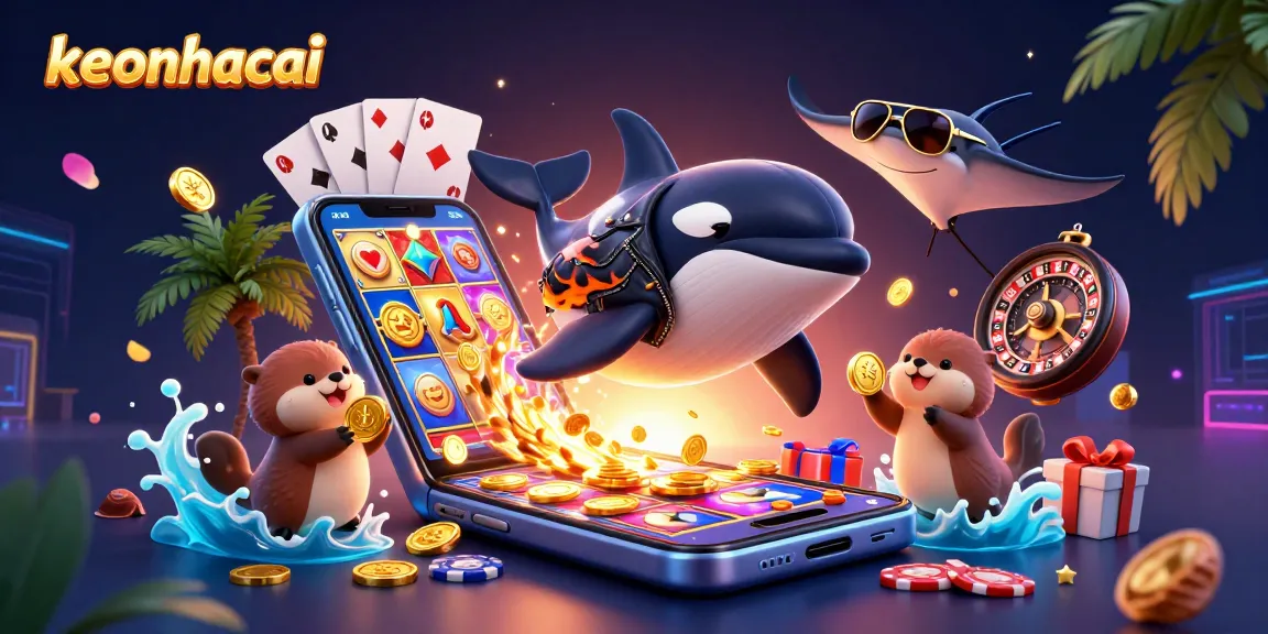 Bet on keonhacai with vibrant casino characters enjoying golden coins and exciting games