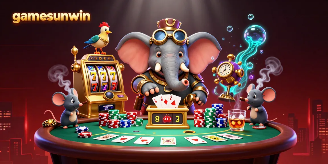 Engage with the excitement of gamesunwin by spinning the dynamic slot machine controlled by a steampunk elephant engineer.